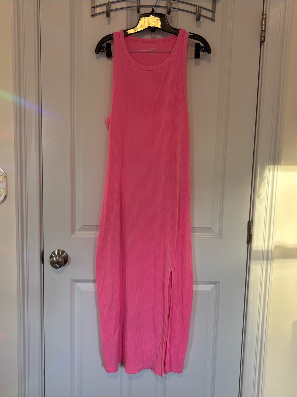 aerie Pink Ribbed Midi Tank Dress